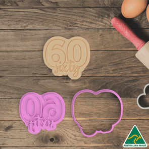Number 60 Cookie Cutter and Embosser Stamp